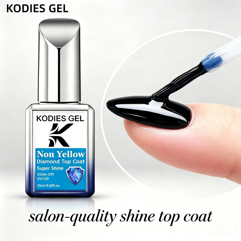 Nail Art Yellow - KODIES GEL ノンイエロー トップコート ジェルネイルポリッシュ ダイヤモンドシャイン