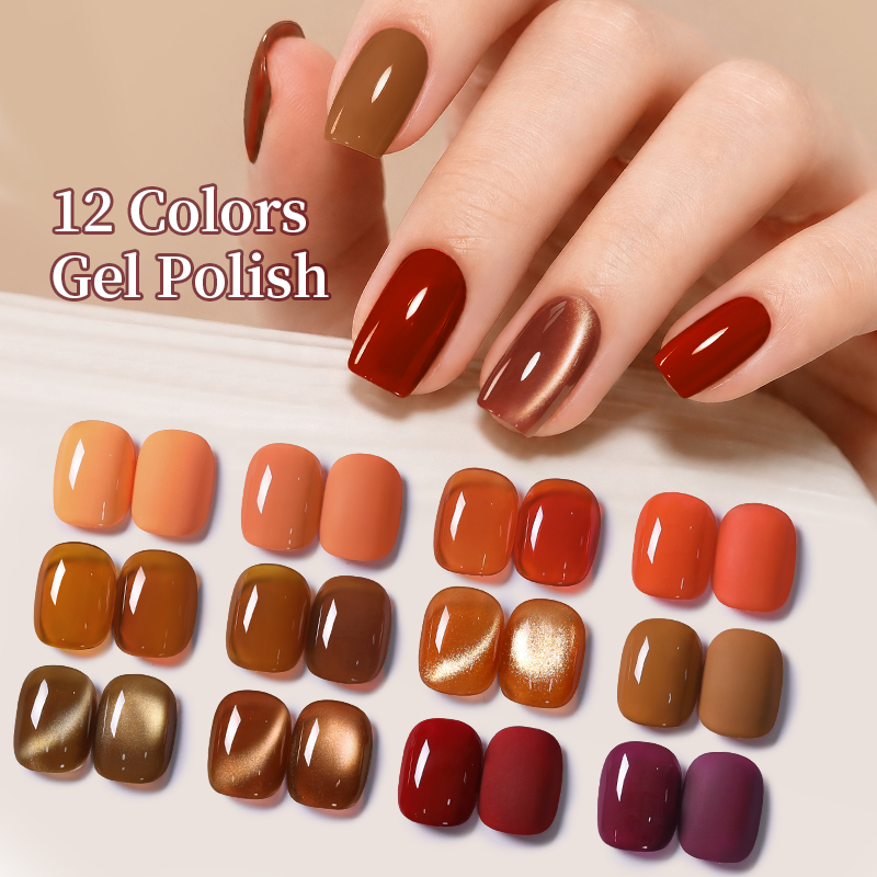 Nail Art Yellow - BORN PRETTY 12色 秋のジェルポリッシュ ブラウン イエロー