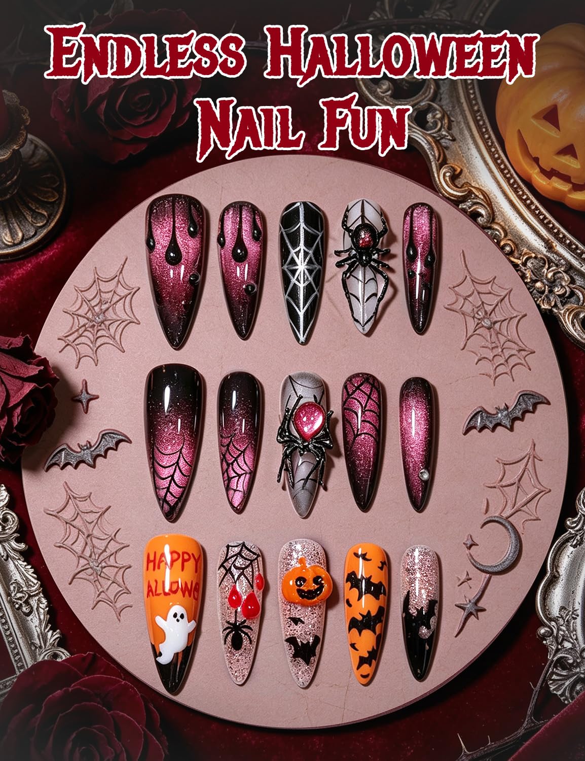 Nail Art Vampire - ビートルズ 3D ジェルネイルアート ホワイト スプーキーバイト ハロウィン