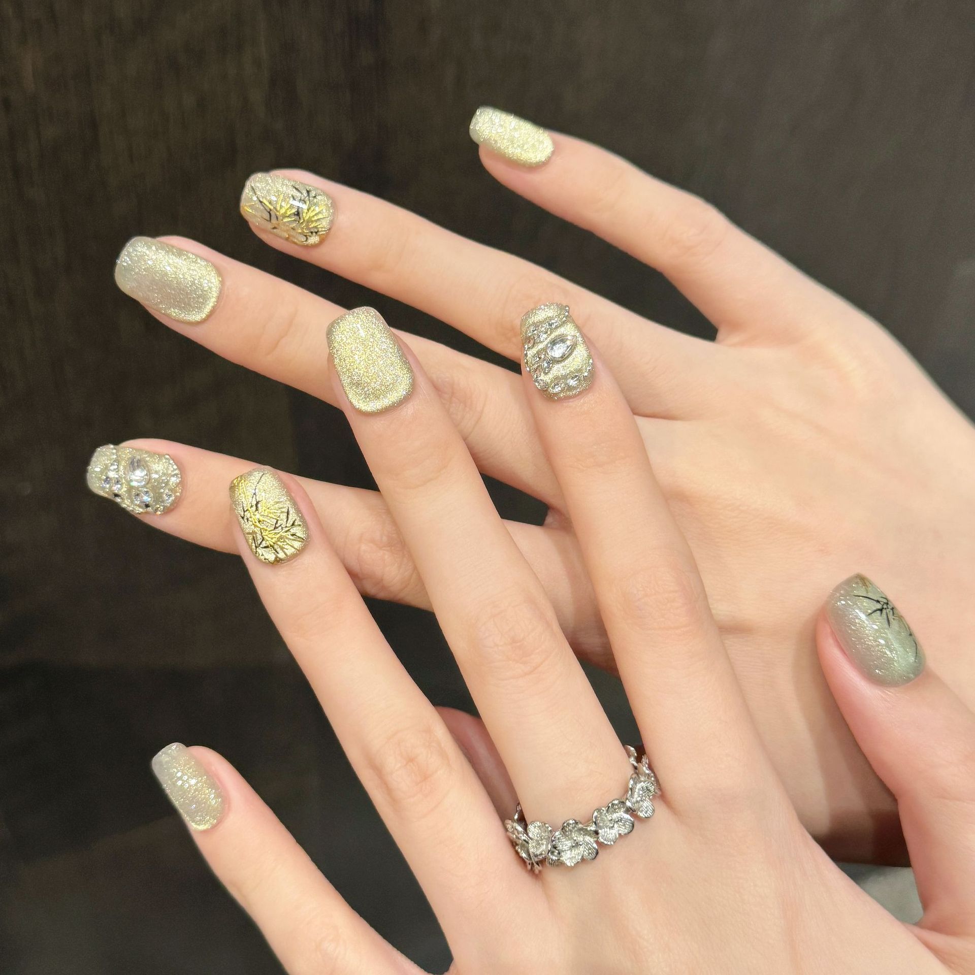 10枚入り 新中国風 ハンドメイド フェイクネイル 蛇型 ラ - Nail Art Yellow のレビューと価格