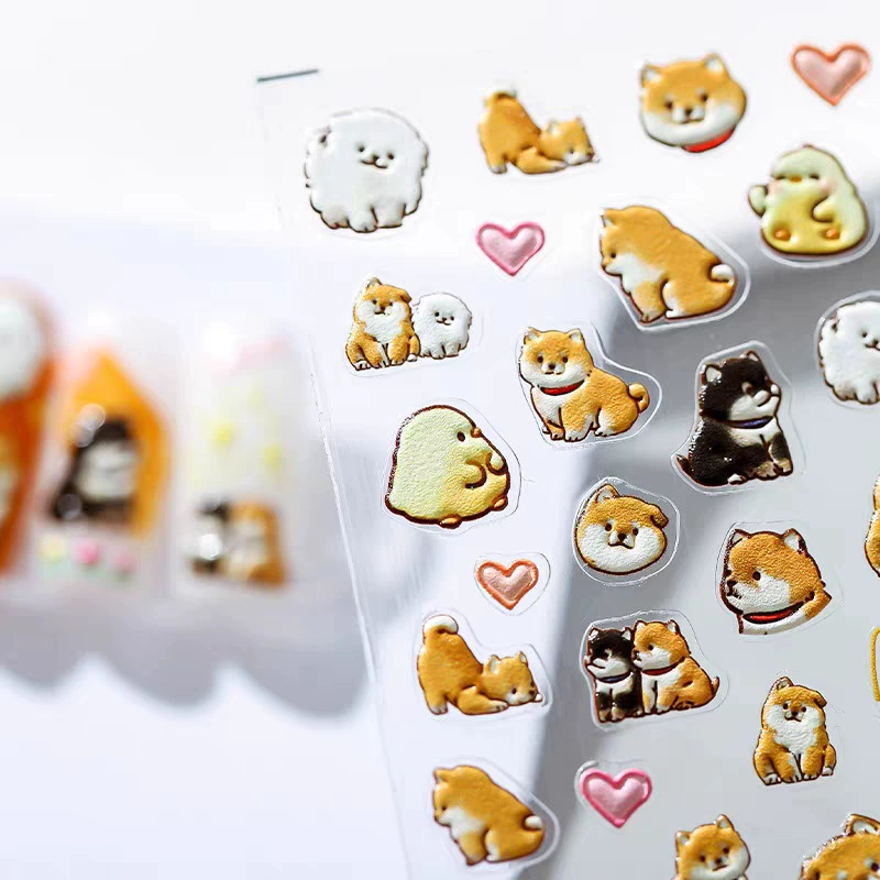 かわいい漫画の黄色いアヒルと犬の3Dレリーフステッカー、ミニ - Nail Art Yellow のレビューと価格