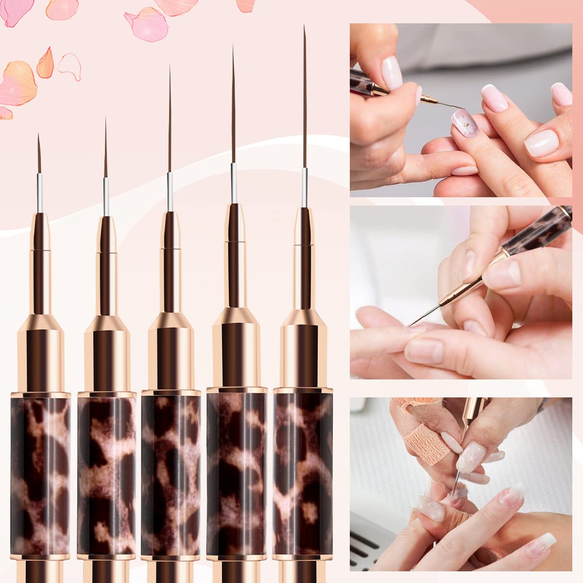 ライナーブラシ、5個ダブルエンドネイルアートライナーブラシ、 - Nail Fan Brush のレビューと価格
