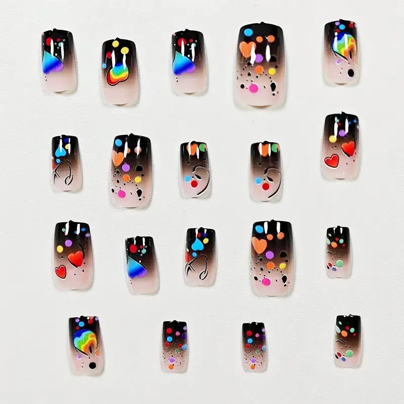 24枚入りヌードカラーつけ爪 ショートスクエア レインボーグ - Nail Art Fake のレビューと価格