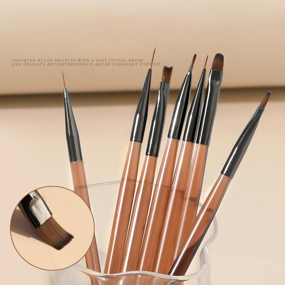 9本入りマルチヘッドネイルアートブラシセット、琥珀色の木製ハ - Nail Fan Brush のレビューと価格