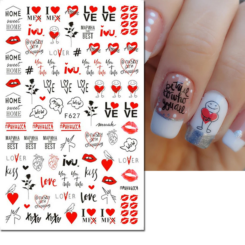 3Dネイルアートデカール バレンタインデー ラブハート文字  - Nail Art Valentine のレビューと価格