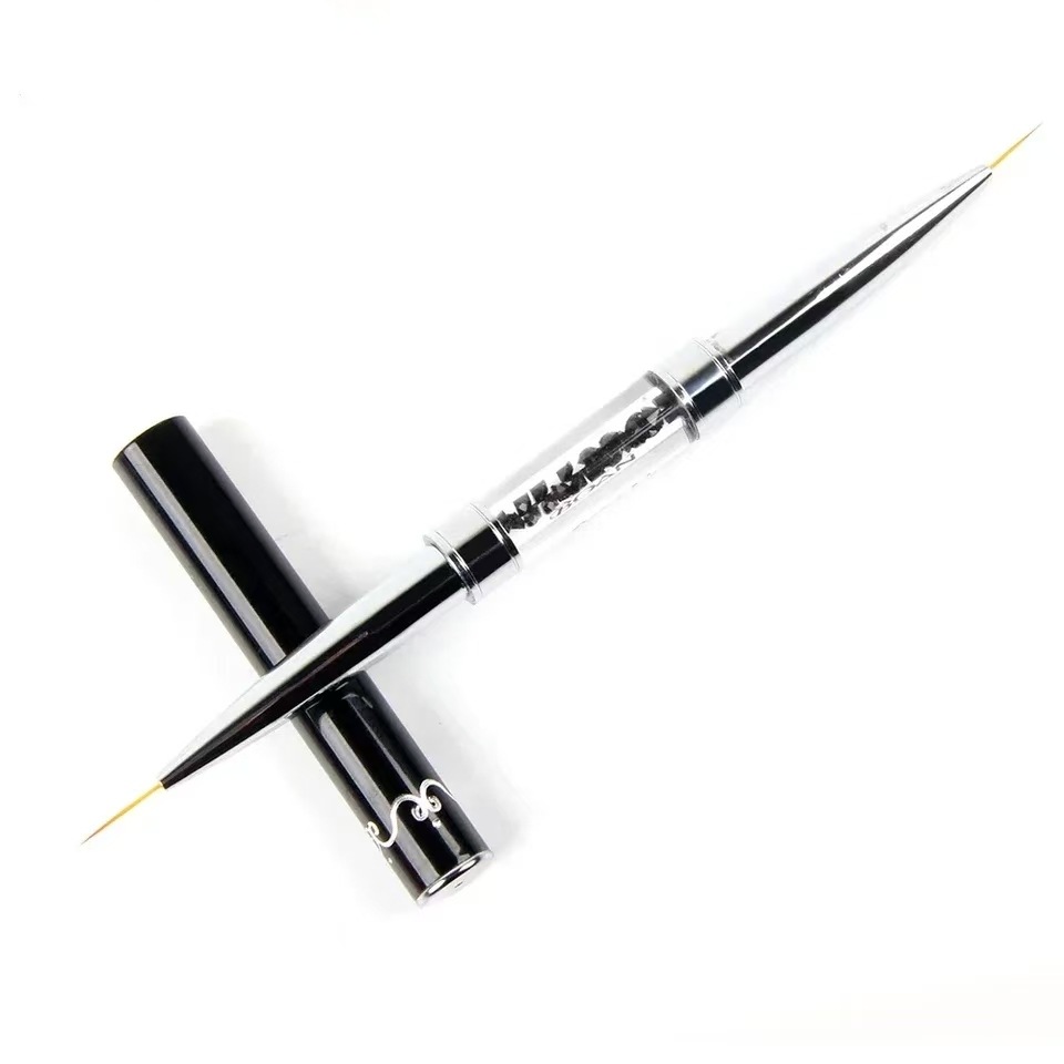 デュアルエンドブラックメタルハンドルネイルアートライナーペン - Nail Fan Brush のレビューと価格