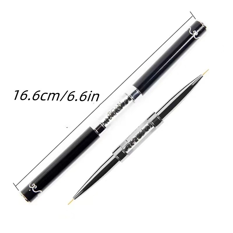 デュアルエンドブラックメタルハンドルネイルアートライナーペン - Nail Fan Brush のレビューと価格