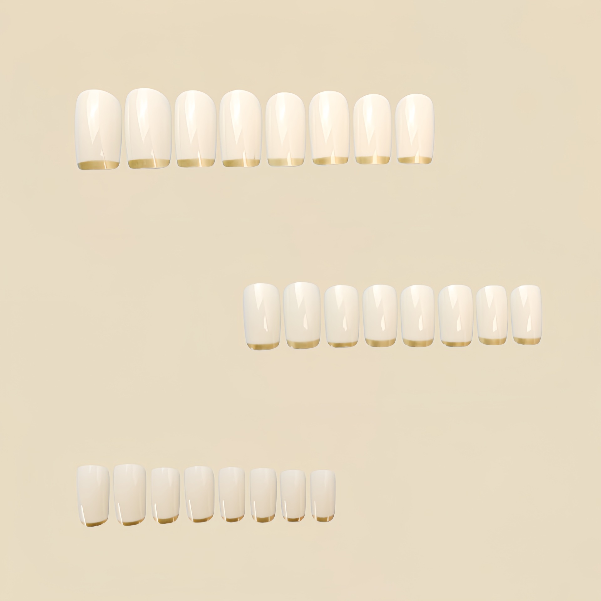 女性用ミディアムサイズのフェイクネイル、ベージュクリームホワ - Nail Art Fake のレビューと価格