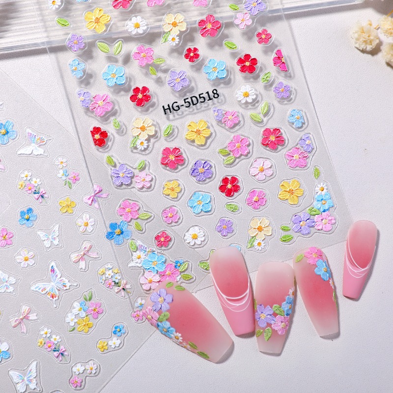 カラフルな花びらネイルデコレーション、3Dフラワーネイルアク - Nail Art Home Service のレビューと価格