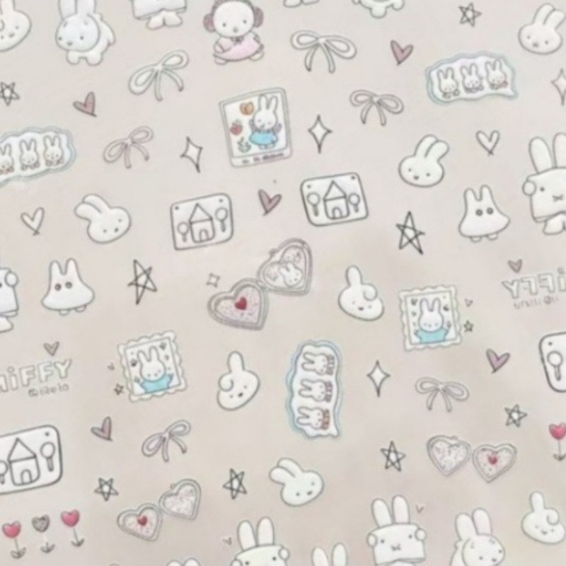 ミッフィー漫画ネイルステッカーアニメウサギ防水三次元エンボス - Nail Art Fake のレビューと価格