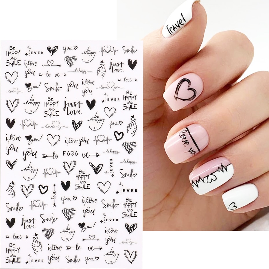ネイルアートステッカー2個ハートラブデザイン3Dネイルアート - Nail Art Valentine のレビューと価格