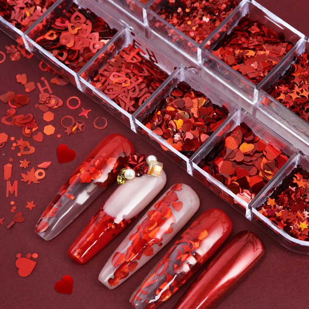ホログラフィックグリッターフレーク,ハート,バタフライスパン - Nail Art Valentine のレビューと価格