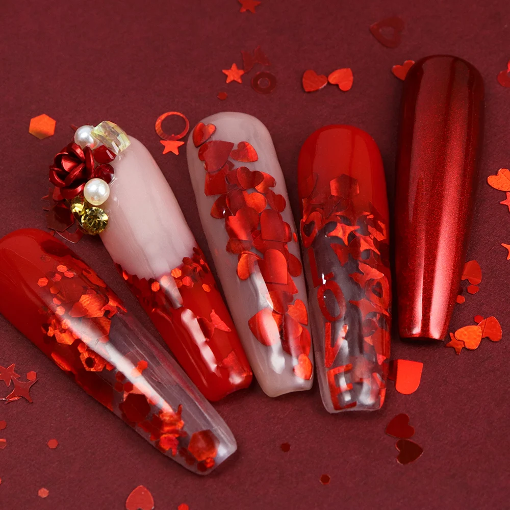 ホログラフィックグリッターフレーク,ハート,バタフライスパン - Nail Art Valentine のレビューと価格