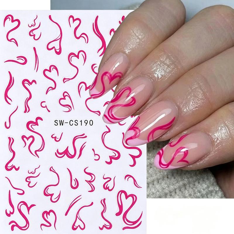 2 シート甘いネイルアートステッカーバレンタインデーリボンハ - Nail Art Valentine のレビューと価格