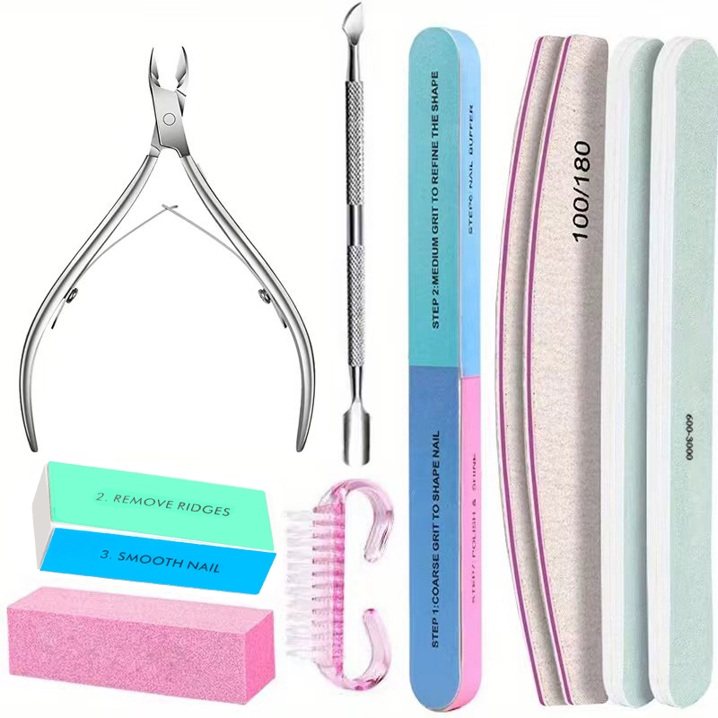 10点ネイルアートセット、プロ用グリットファイル、バッファー - Nail Fan Brush のレビューと価格