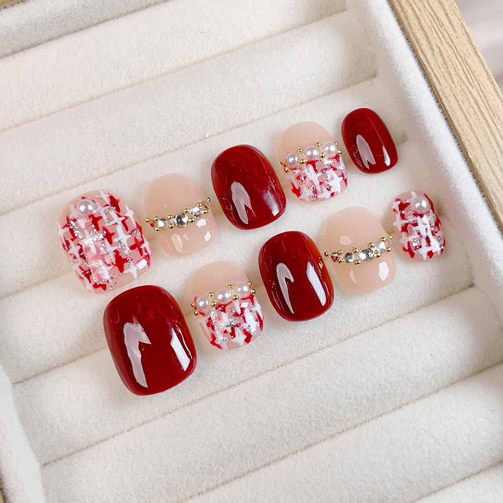 10個入りショートスクエアラウンドハンドメイドプレスオンネイ - Nail Art Fake のレビューと価格