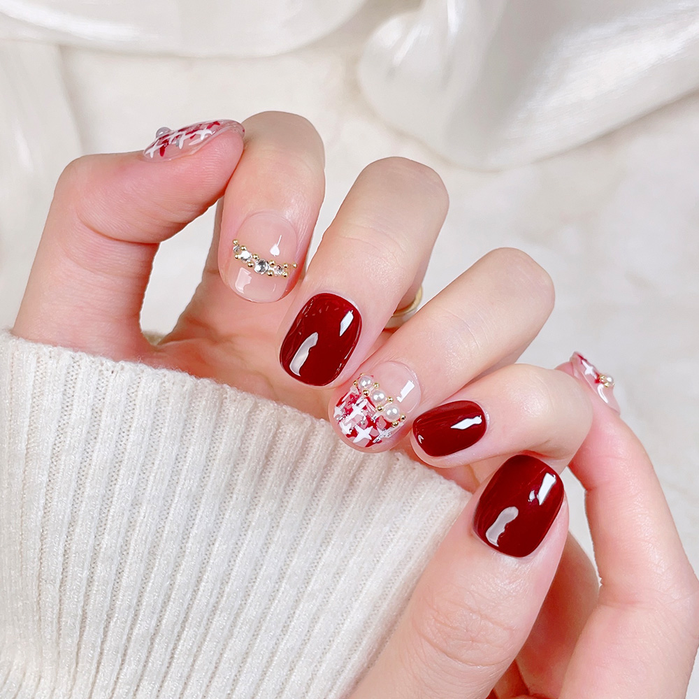 10個入りショートスクエアラウンドハンドメイドプレスオンネイ - Nail Art Fake のレビューと価格