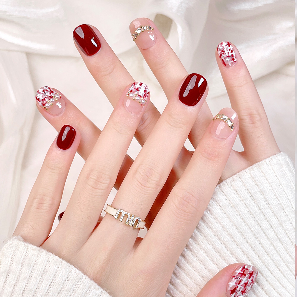 10個入りショートスクエアラウンドハンドメイドプレスオンネイ - Nail Art Fake のレビューと価格