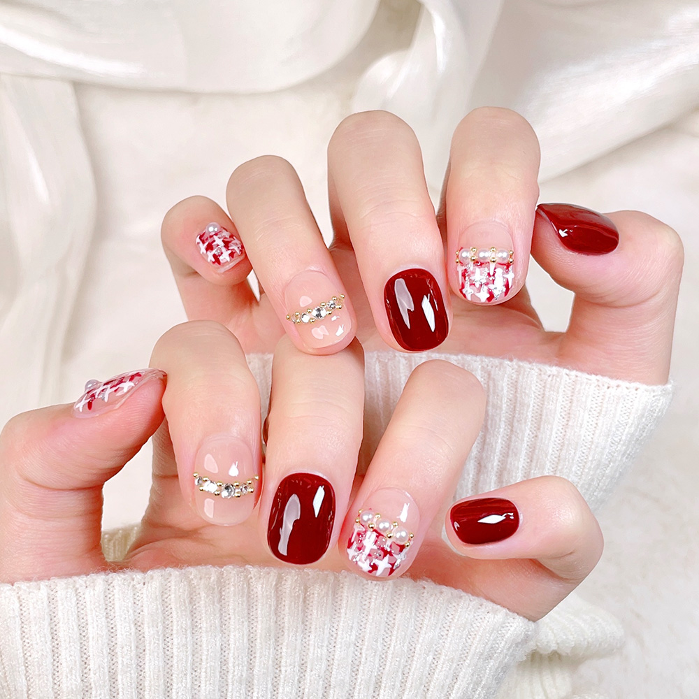 10個入りショートスクエアラウンドハンドメイドプレスオンネイ - Nail Art Fake のレビューと価格