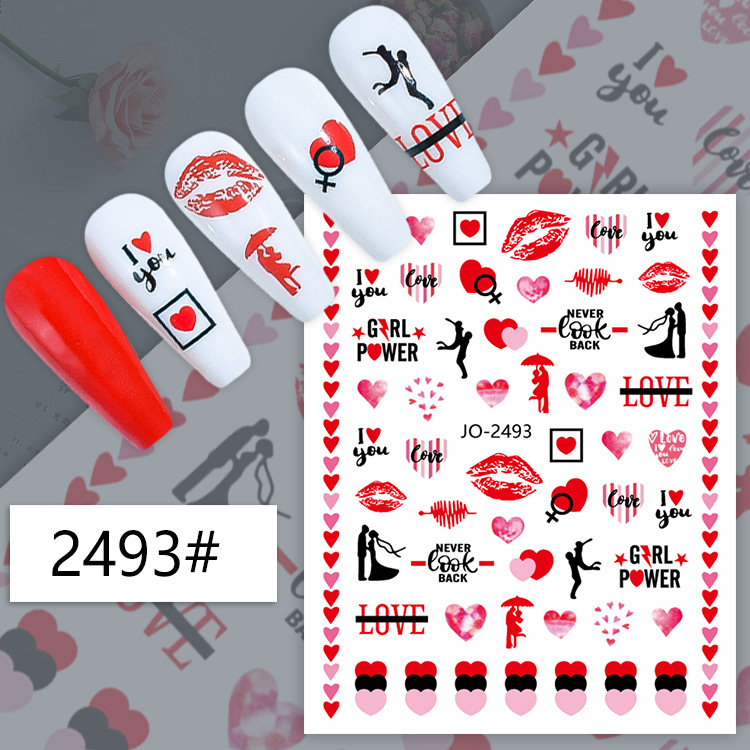 3Dネイルアートデカール 幾何学模様 バレンタイン レッド  - Nail Art Valentine のレビューと価格