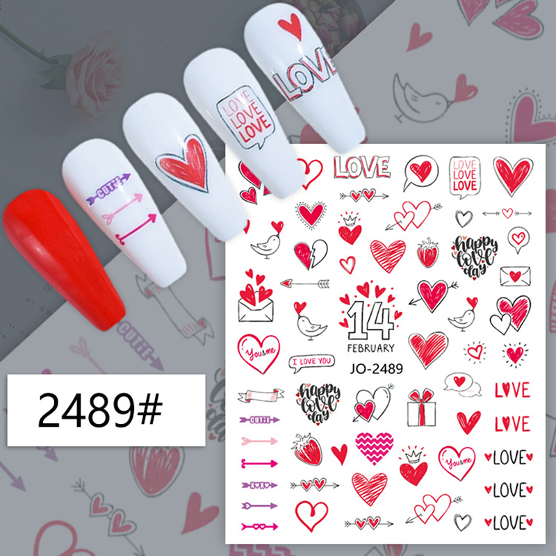 3Dネイルアートデカール 幾何学模様 バレンタイン レッド  - Nail Art Valentine のレビューと価格