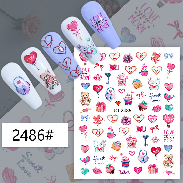 3Dネイルアートデカール 幾何学模様 バレンタイン レッド  - Nail Art Valentine のレビューと価格