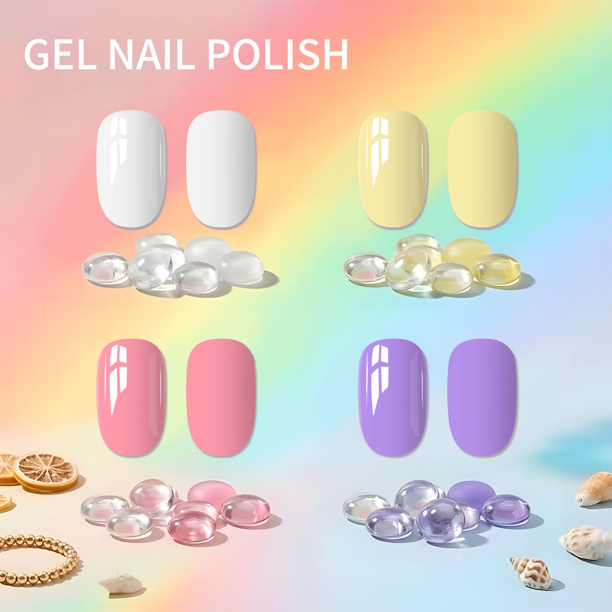 VOKY 4ピースマカロンエレガントソリッドカラージェルネイ - Nail Art Yellow のレビューと価格